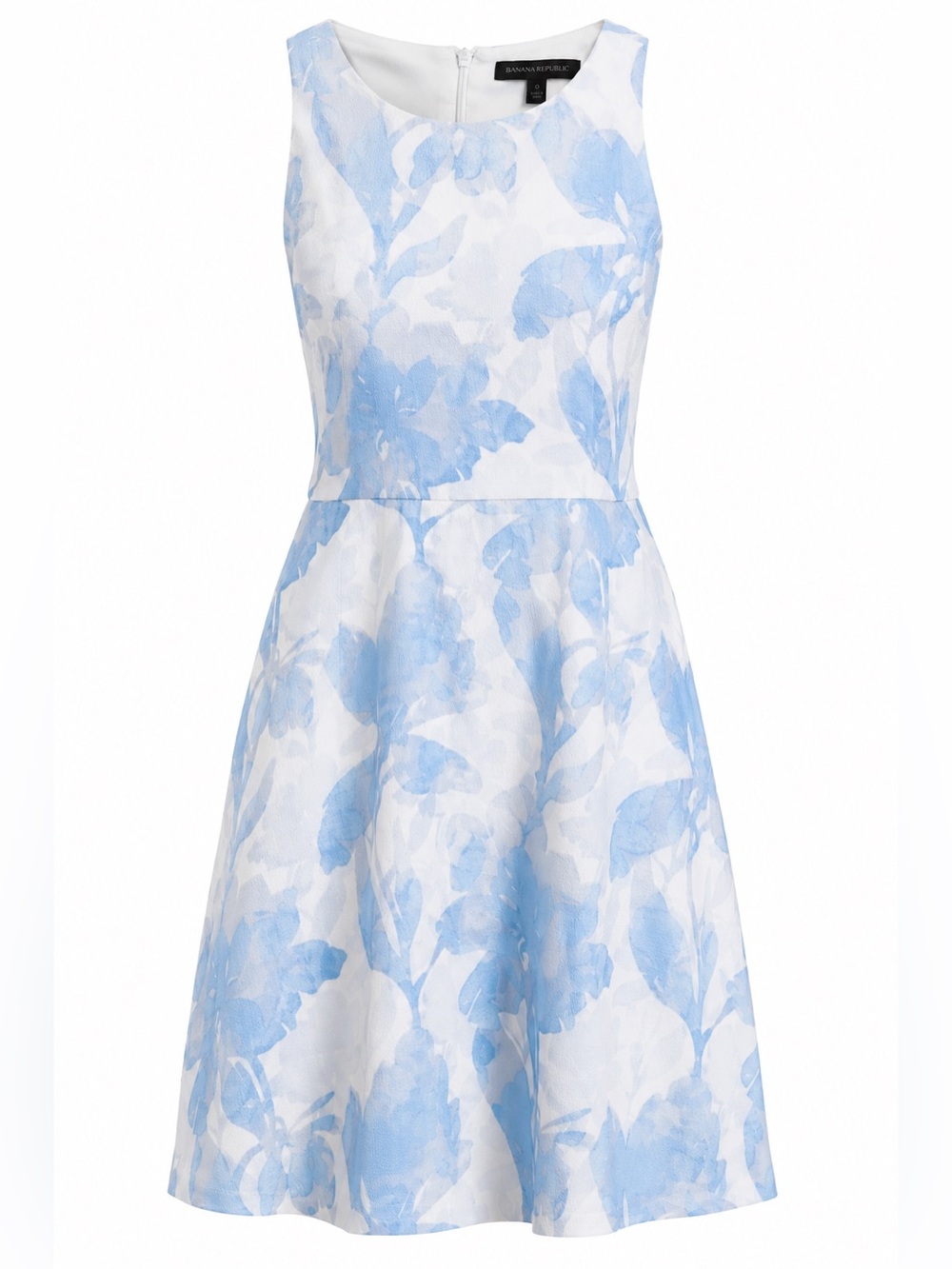 Banana Republic Blue & White Floral Fit-and-Flare Dress Size 0